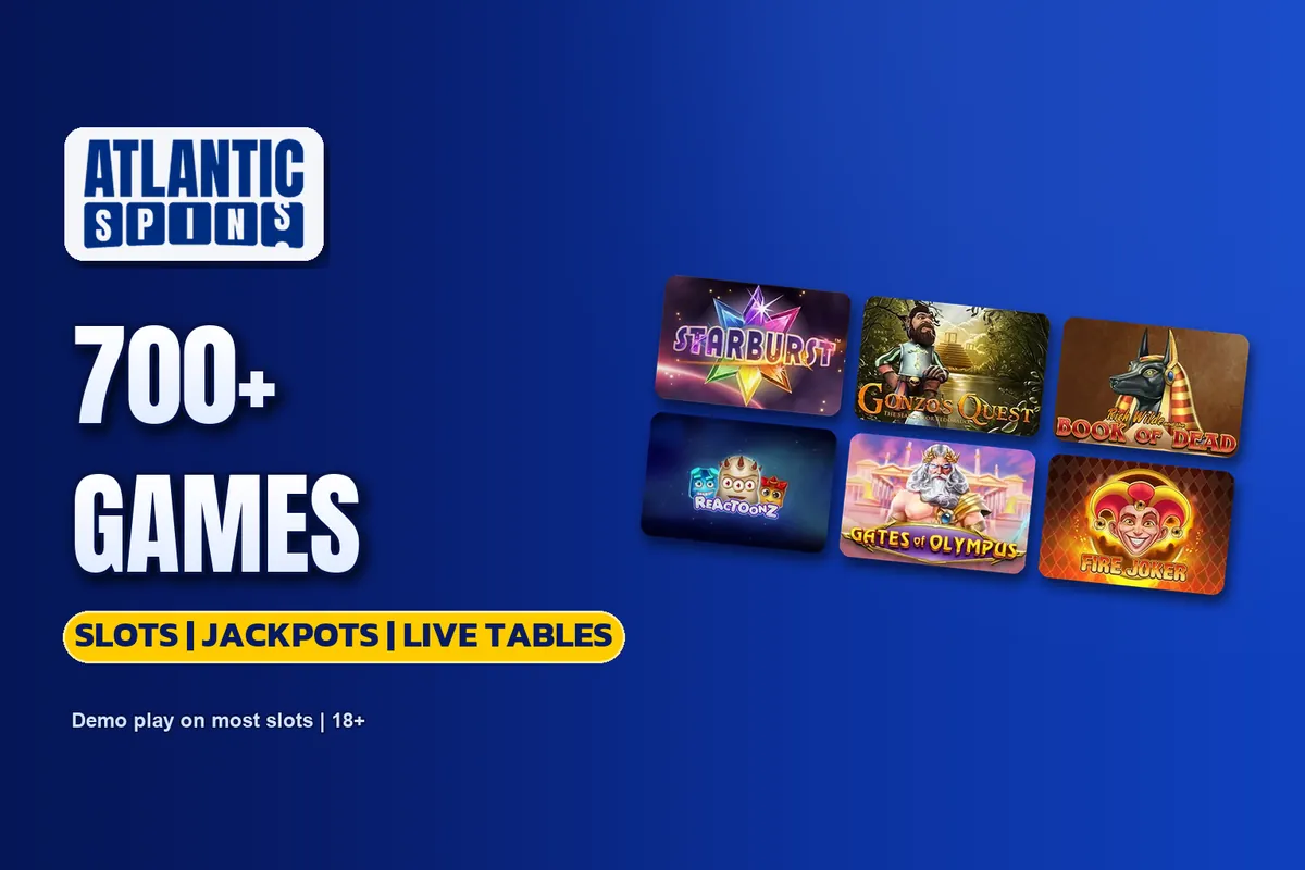 Atlantic Spins games: Starburst, Gonzo's Quest, Book of Dead and more